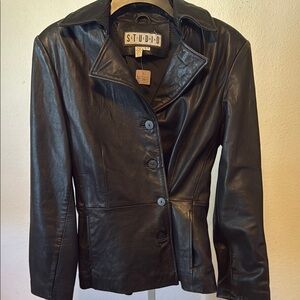 Studio Black Leather Jacket‎ Fitted Tailored Silhouette